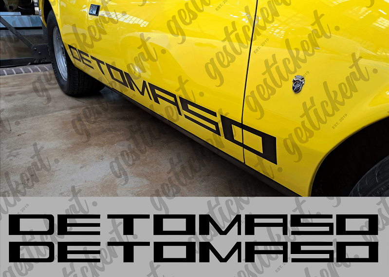 2x Schriftzug Aufkleber passend für De Tomaso Pantera