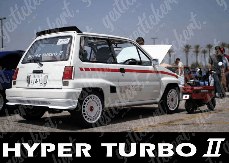 1x Hyper Turbo II Aufkleber Heckscheibe für Honda City Turbo II