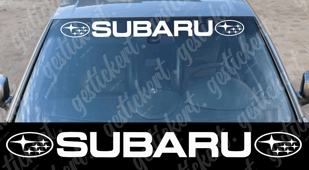 1x 100 cm Subaru Aufkleber mit Logos für Frontscheibe