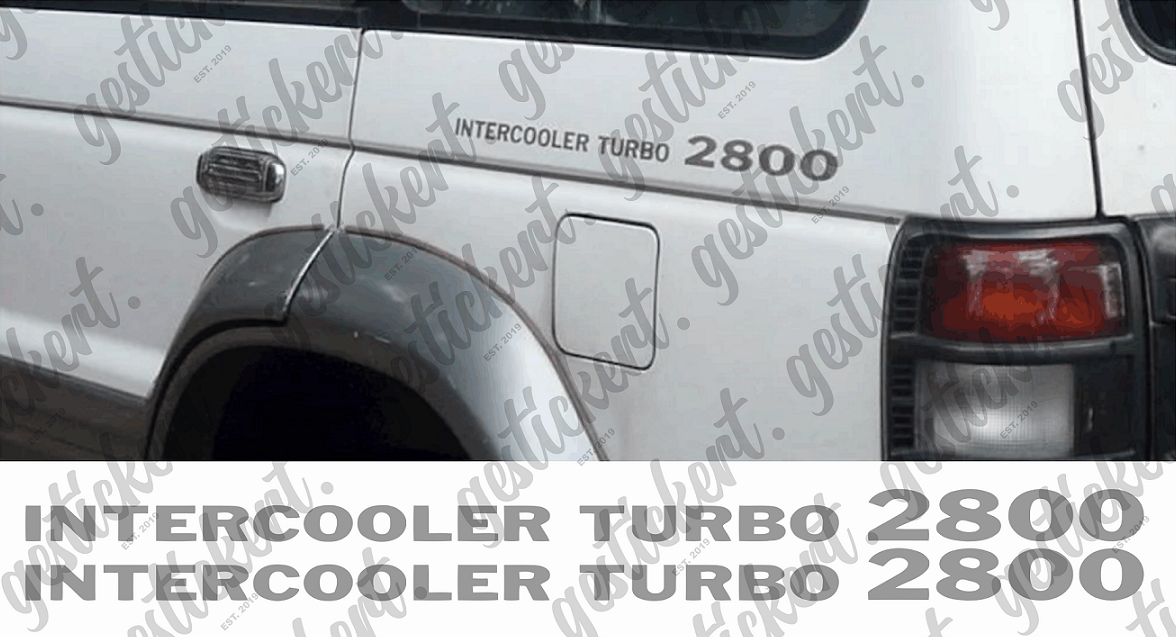 2x Aufkleber für Mitsubishi Pajero / Shogun Intercooler Turbo 2800