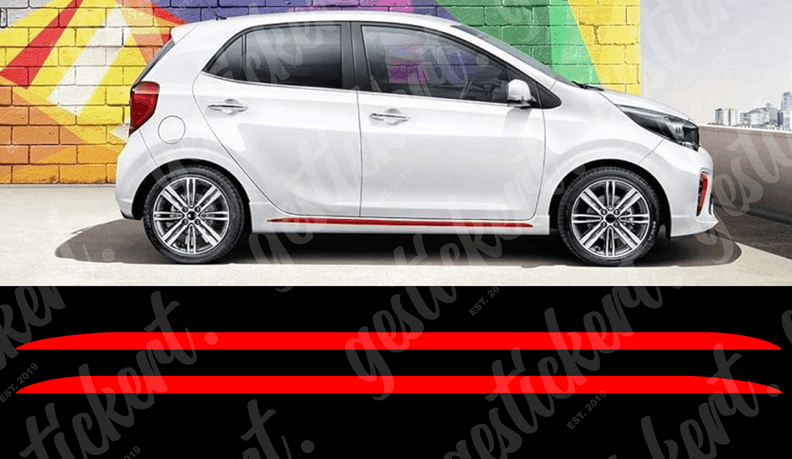 2x Streifen Aufkleber für Seitenschweller für Kia Picanto