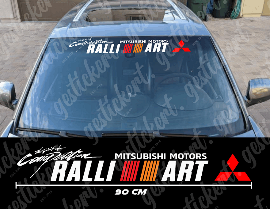 1x 90 cm Ralliart Aufkleber für Mitsubishi Frontscheibe