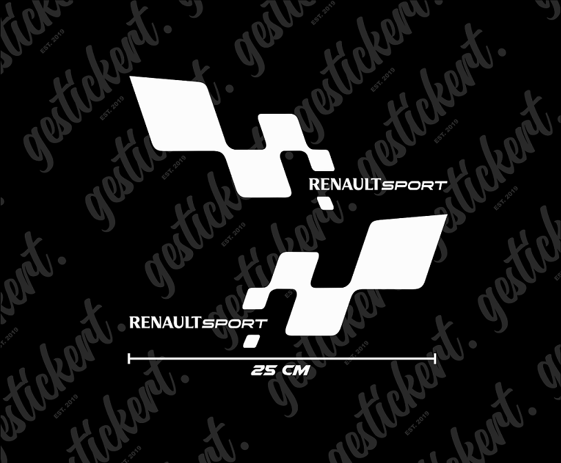 2x 25 cm Renault Sport Aufkleber mit Flagge