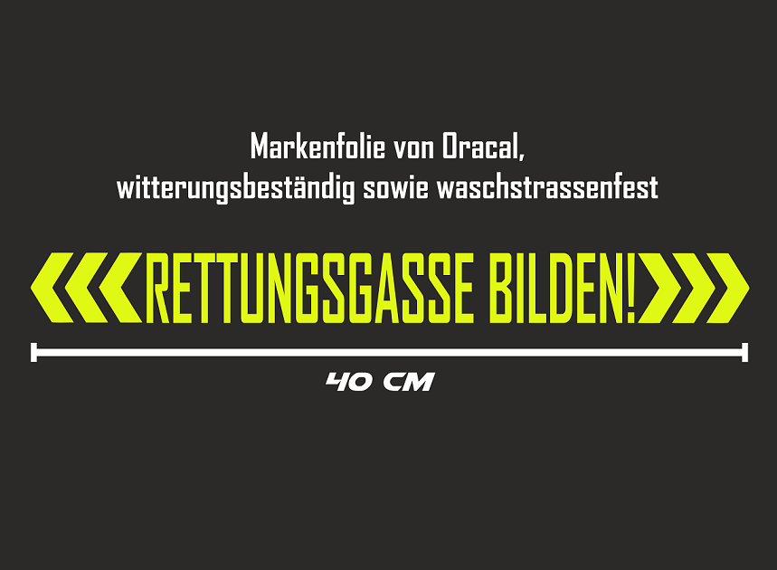 1x 40 cm Rettungsgasse Bilden Aufkleber