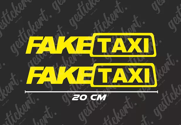 2x 20 cm Fake Taxi Aufkleber