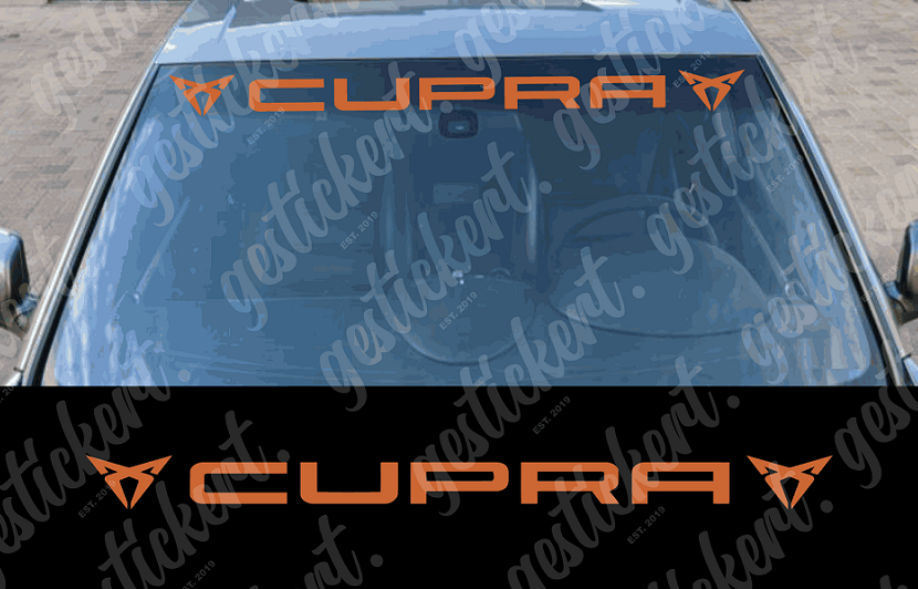 1x 100 cm Aufkleber mit Logos für Frontscheibe für Cupra