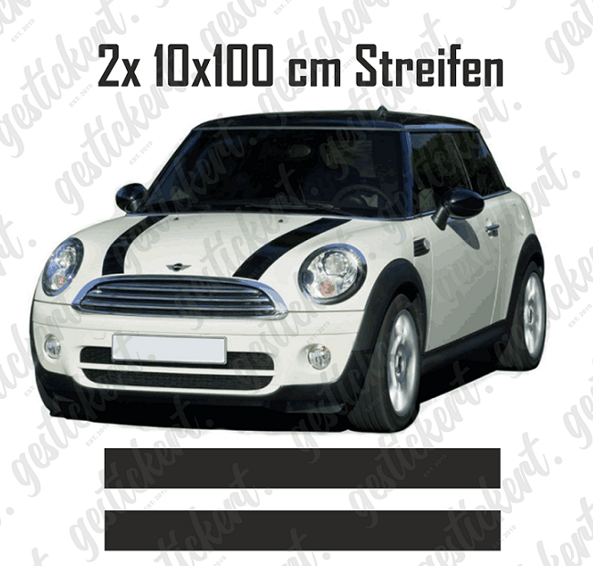 2x Aufkleber Streifen Motorhaube für Mini Cooper