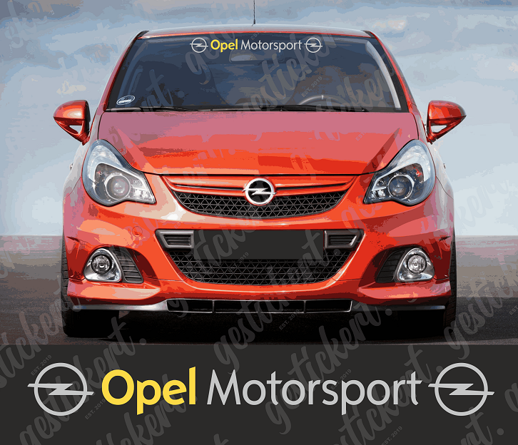 1x 75 cm Opel Motorsport Frontscheibenaufkleber gelb/grau