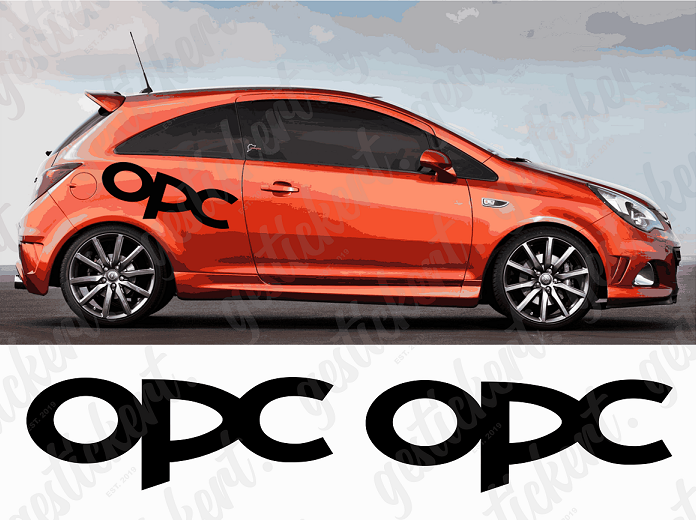 2x Opel Aufkleber Schriftzug für Seitenschweller