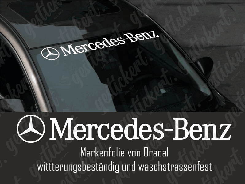 1x 100 cm Mercedes Aufkleber für Frontscheibe – gestickert