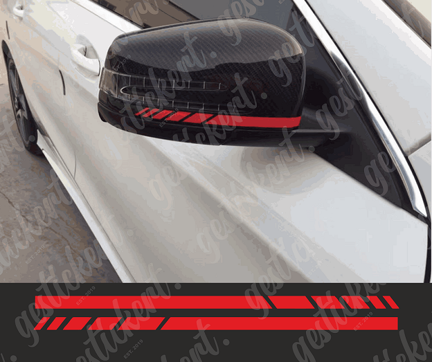 2x Streifen für Rückspiegel für AMG / Mercedes – gestickert