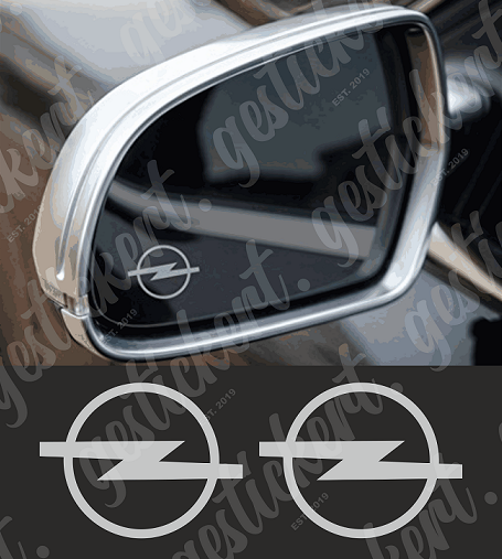 2x Opel Logo Aufkleber für Rückspiegel – gestickert