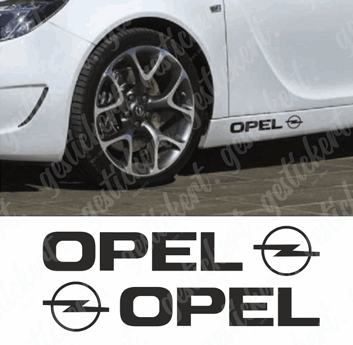 2x Opel Aufkleber Schriftzug für Seitenschweller