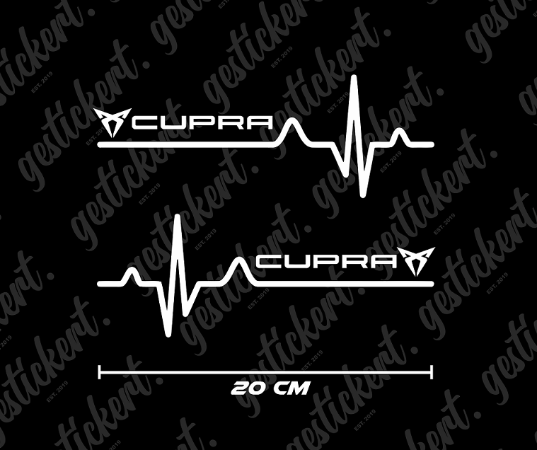 2x 20 cm Herzschlag Aufkleber für Cupra