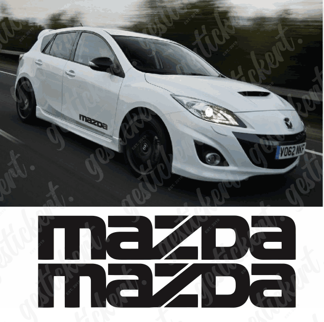 2x 50 cm Aufkleber für Mazda gestickert