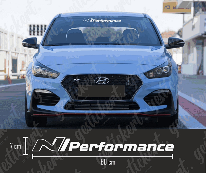 1x 60 cm Hyundai N Performance Aufkleber Frontscheibe – gestickert