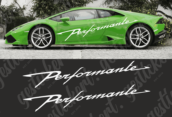 2x Performante Schriftzug passend für Lamborghini Huracan