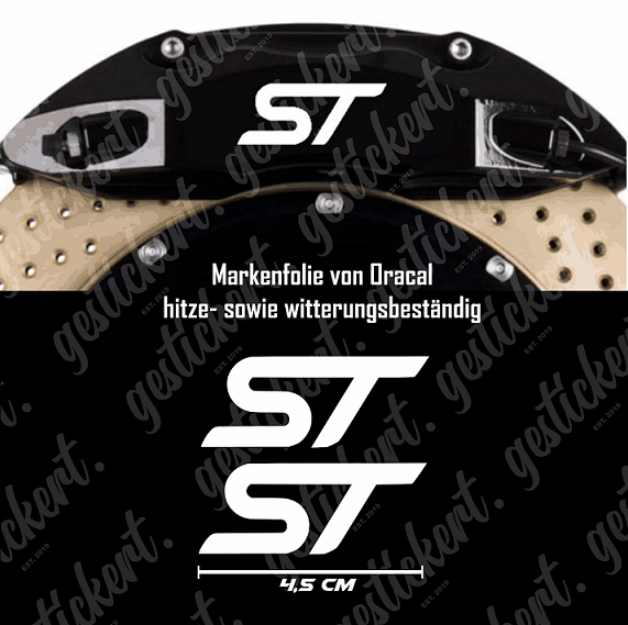 2x 4,5 cm ST Bremssattel Aufkleber für Ford