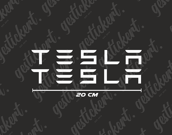 2x 20 cm Tesla Aufkleber Schriftzug