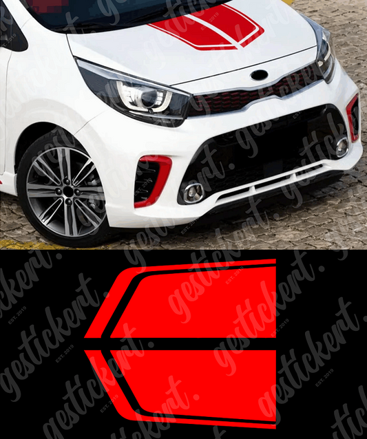 2x Streifen Aufkleber für Motorhaube für Kia Picanto