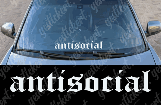 1x 55 cm Antisocial Aufkleber für Frontscheibe