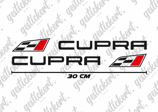 2x 30 cm Aufkleber für Cupra mit Flagge