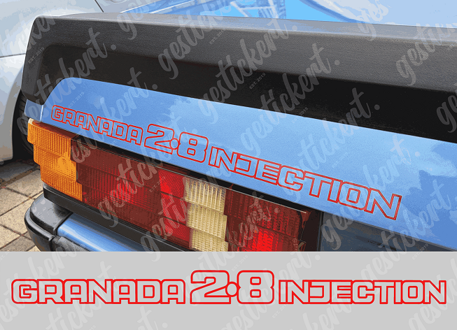 1x Aufkleber für Heckklappe für Ford Granada 2.8 Injection