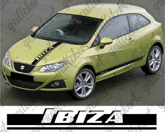 1x Streifen Aufkleber für Motorhaube für Seat Ibiza