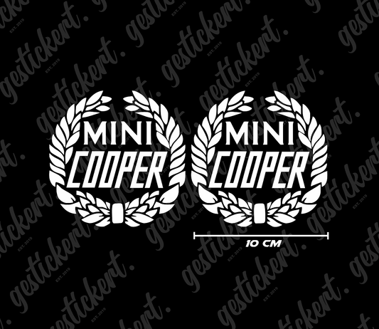 2x 10 cm Mini Cooper Retro Aufkleber