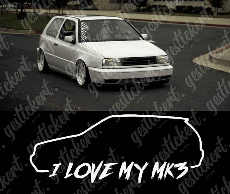 1x 20 cm I Love My MK3 Aufkleber für VW Golf