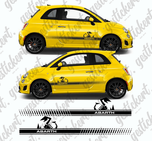 2x Abarth Streifen mit Skorpion für Fiat 500 & Abarth 500