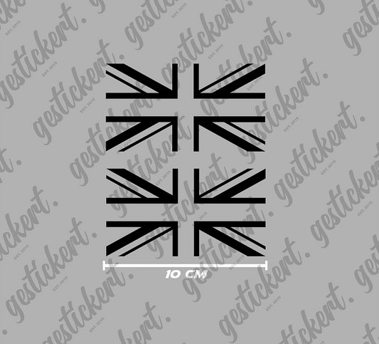 2x 10 cm Union Jack Aufkleber einfarbig