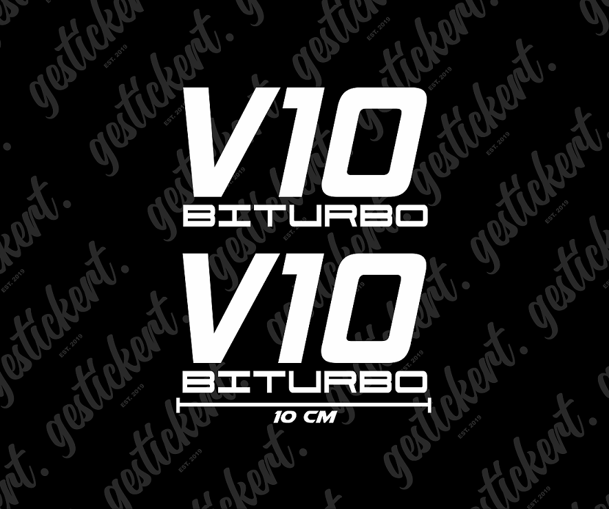 2x 10 cm V10 Biturbo Aufkleber