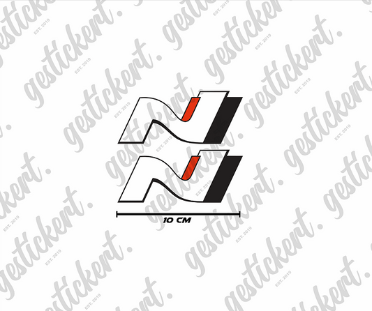 2x 10 cm N Aufkleber für Hyundai mehrfarbig