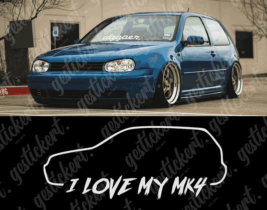 1x 20 cm I Love My MK4 Aufkleber für VW Golf