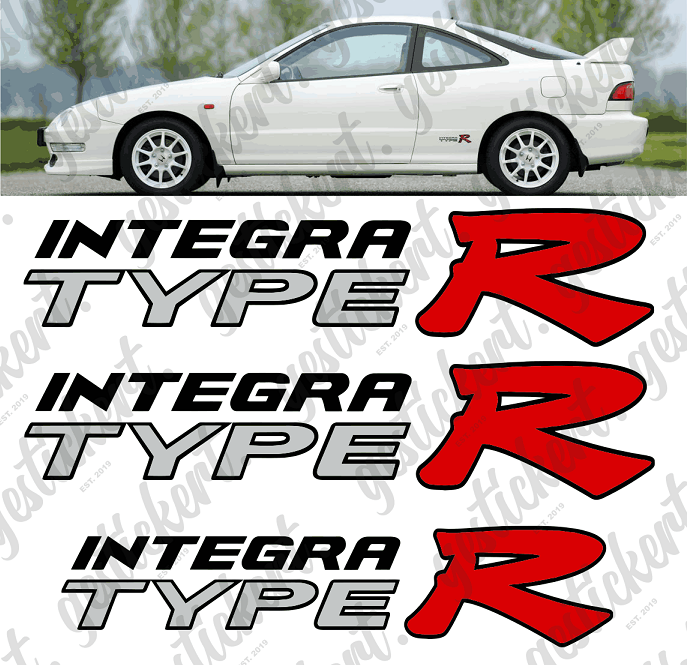 Integra Type R Window Sticker 1 Set Aufkleber passend für Honda Integra Type R – gestickert