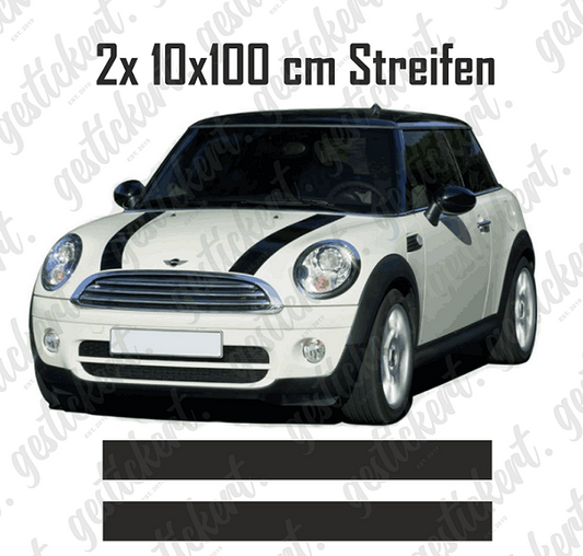 2x Aufkleber Streifen Motorhaube für Mini Cooper
