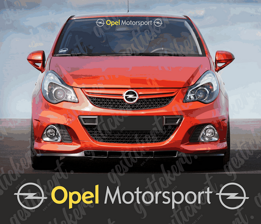 1x 75 cm Opel Motorsport Frontscheibenaufkleber gelb/grau