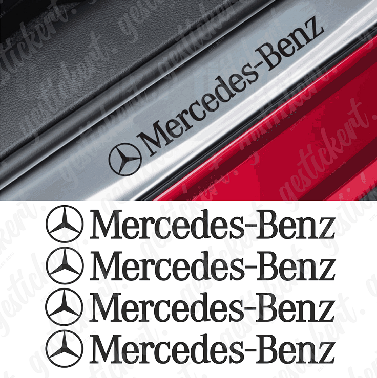 4x Mercedes Schriftzug Aufkleber für Einstieg