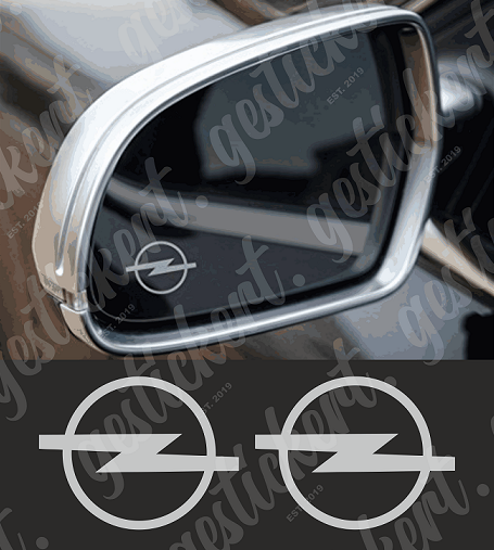 2x Opel Logo Aufkleber für Rückspiegel